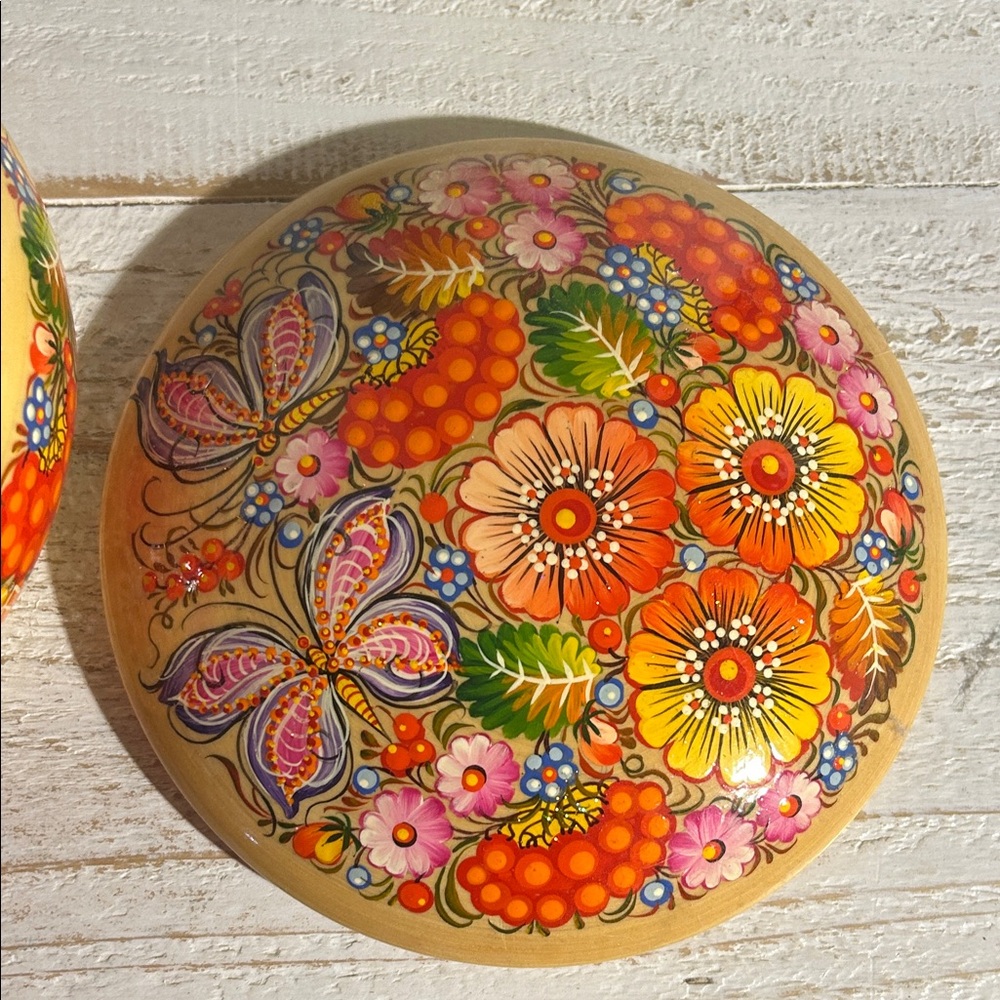Colorful Floral and Butterfly Decorative Plate